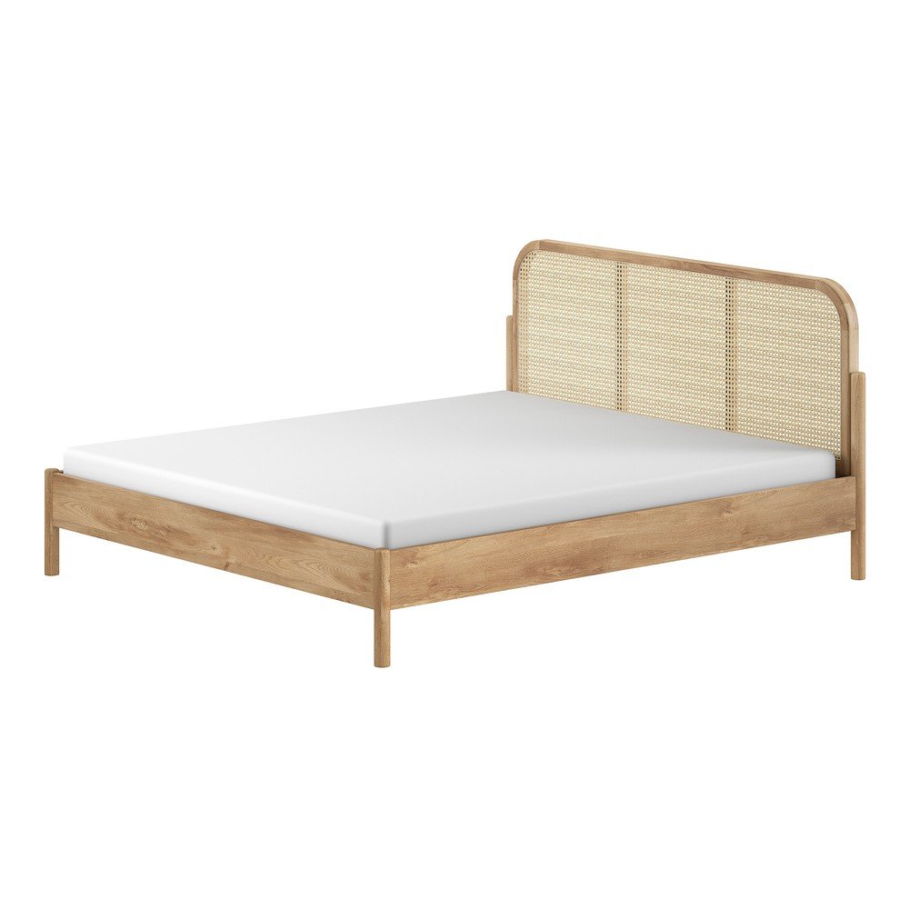 Natúr színű tölgyfa franciaágy ágyrács nélkül 180x200 cm Olive Rotan – Vipack