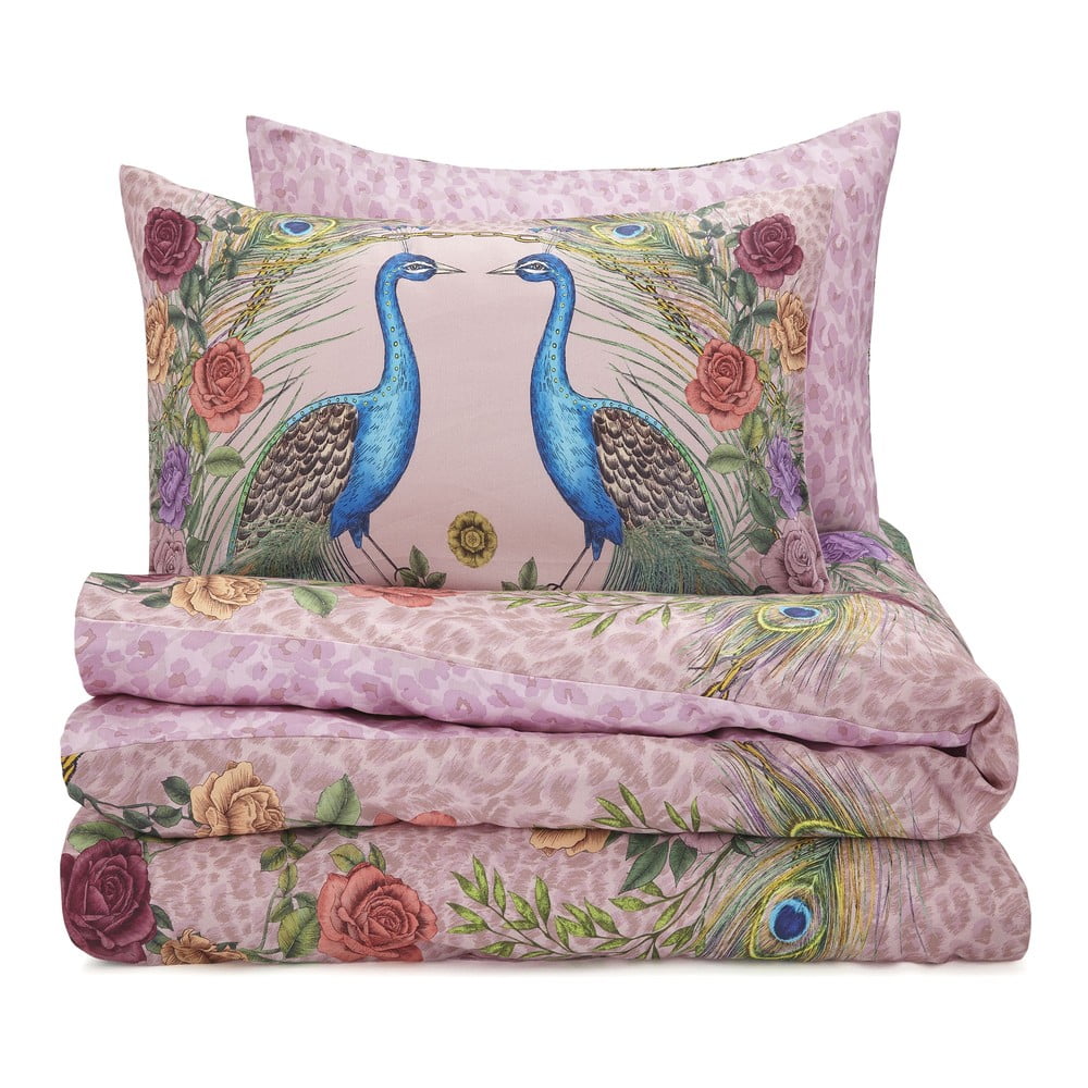 Rózsaszín egyszemélyes pamut-szatén ágyneműhuzat 135x200 cm Xanadu Peacock – Matthew Williamson