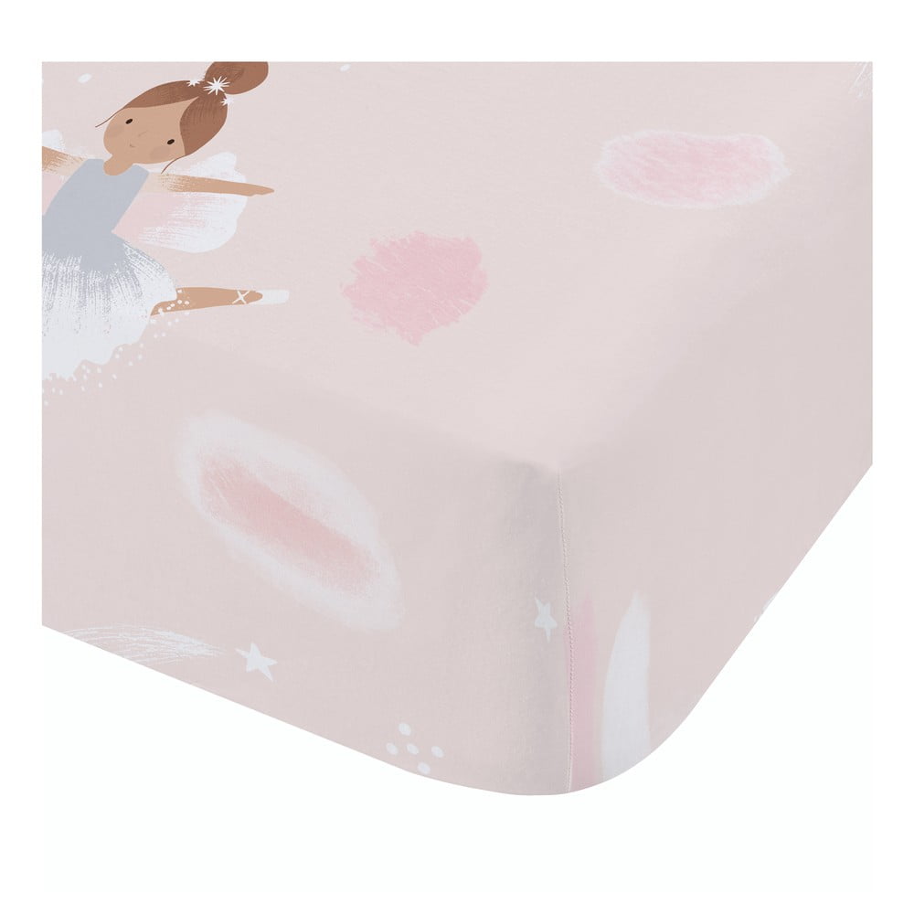 Rózsaszín gumis egyszemélyes gyerek lepedő 90x190 cm Dancing Fairies – Catherine Lansfield