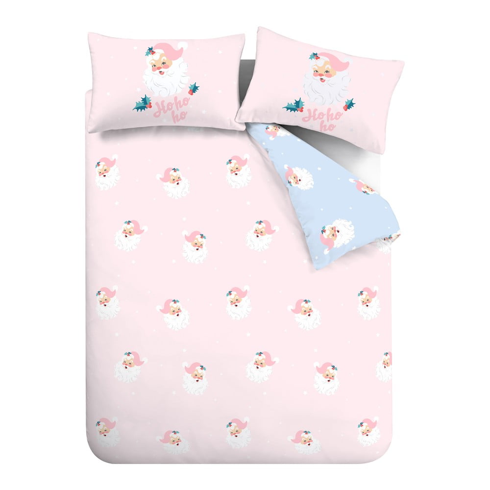 Rózsaszín kétszemélyes ágyneműhuzat 200x200 cm Vintage Christmas Santa – Catherine Lansfield