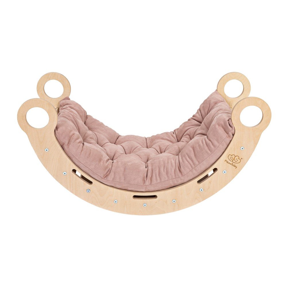 Rózsaszín-natúr színű borovi fenyő hinta 39x75x38 cm Montessori – Meowbaby