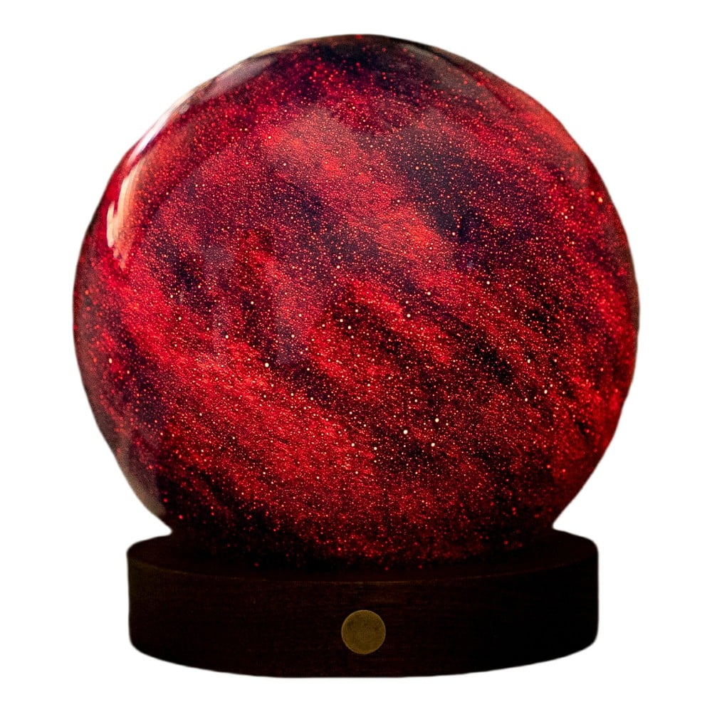 Sötét natúr színű LED asztali lámpa üveg búrával (magasság 13 cm) Galaxy Breeze – Gingko