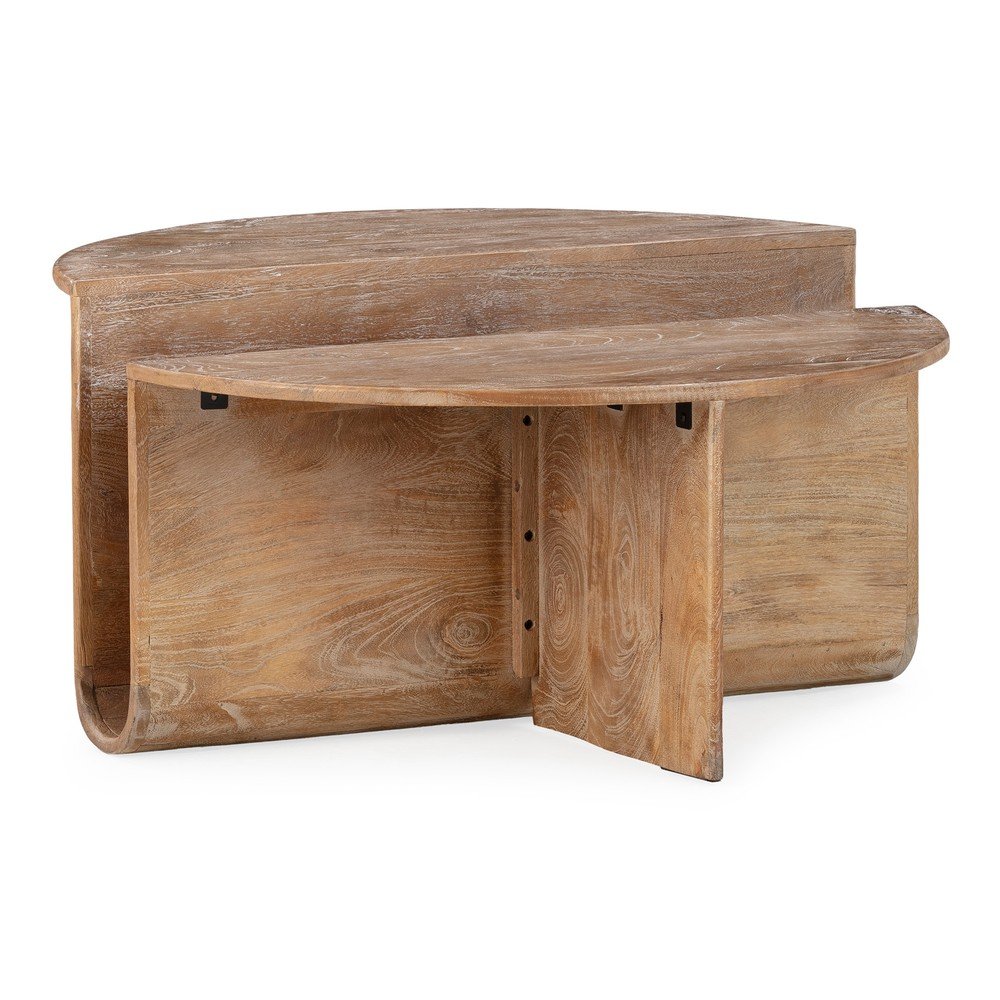 Sötét natúr színű mangófa kerek dohányzóasztal ø 80 cm Divya – MOME