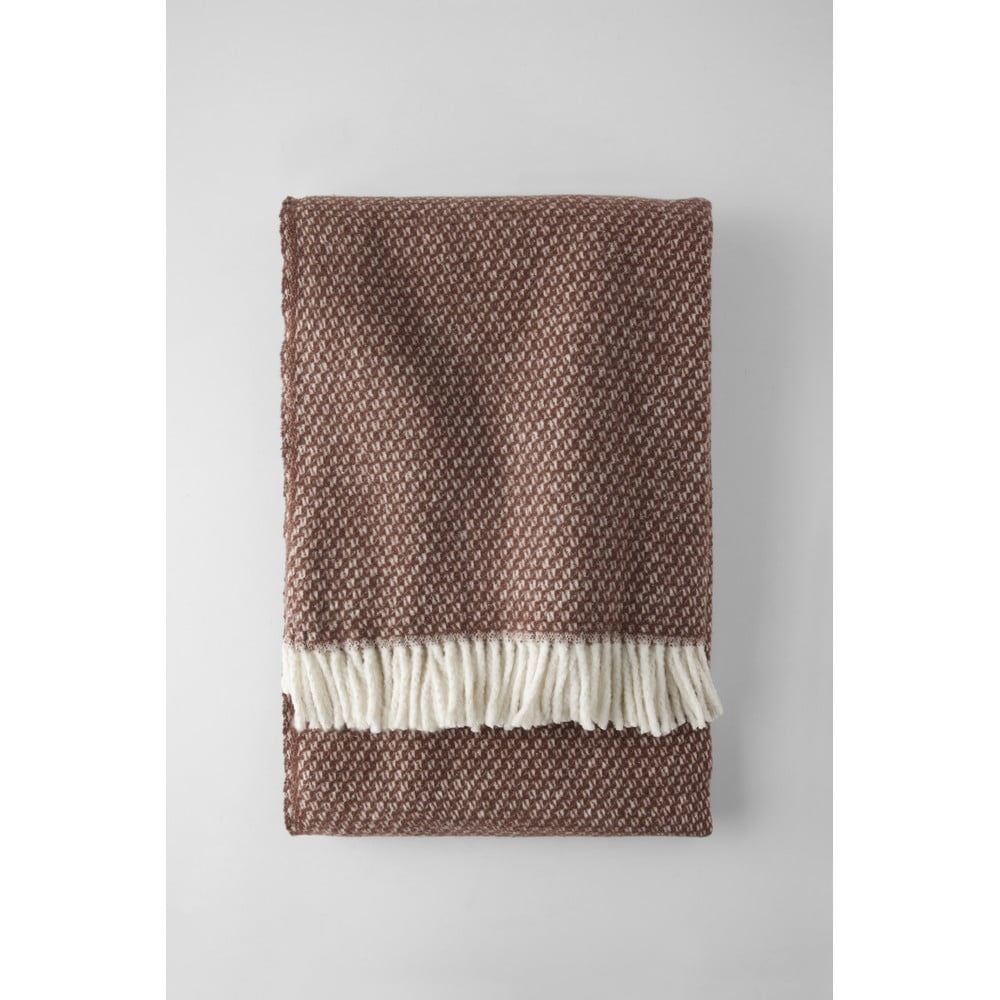 Sötétbarna pamutkeverék takaró 140x180 cm Wabi – Euromant