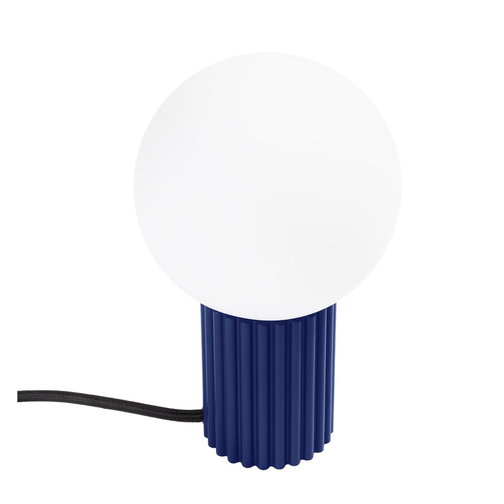 Sötétkék asztali lámpa üveg búrával (magasság 19 cm) Orbital – Nice Lamps