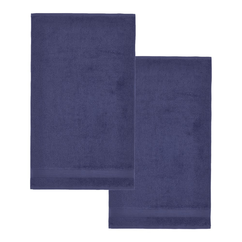 Sötétkék frottír pamut fürdőlepedő szett 2 db-os 90x140 cm Anti-Bacterial – Catherine Lansfield