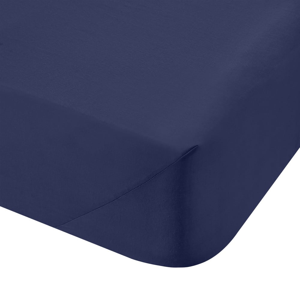 Sötétkék gumis pamut-perkál lepedő 150x200 cm Cotton Percale – Bianca