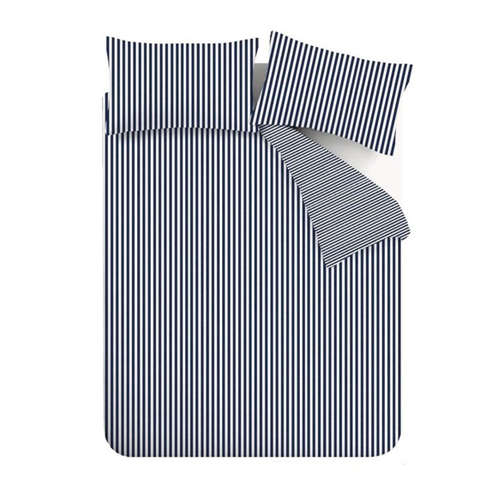 Sötétkék kétszemélyes flanel ágyneműhuzat 200x200 cm Stripe – Catherine Lansfield
