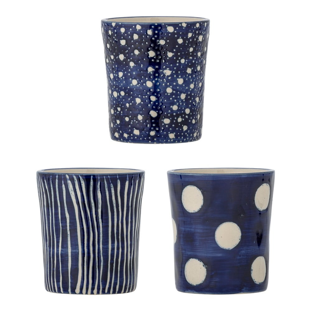 Sötétkék kőedény eszpresszó csésze szett 3 db-os 190 ml Minoa – Bloomingville