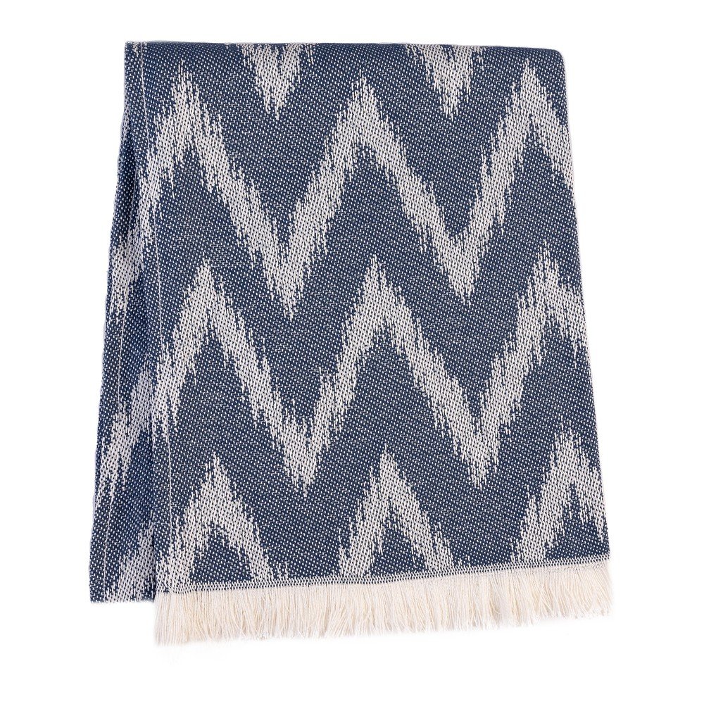 Sötétkék pamutkeverék takaró 140x180 cm Mallorca – Euromant