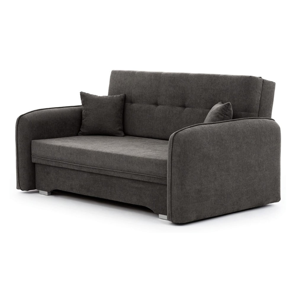Sötétszürke zsenília kinyitható-tárolóhelyes kanapé 155 cm Laine – ELTAP