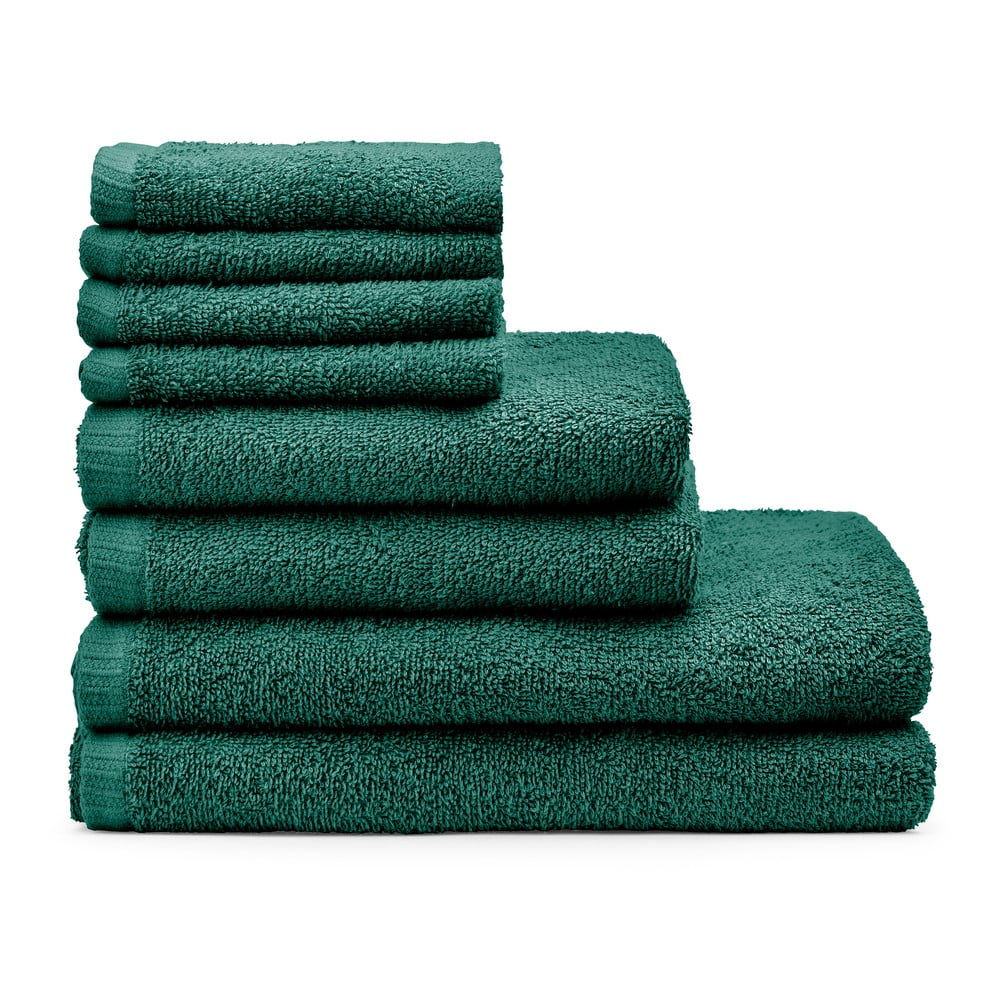 Sötétzöld gyorsan száradó frottír pamut törölköző és fürdőlepedő készlet 8 db-os Quick Dry – Catherine Lansfield