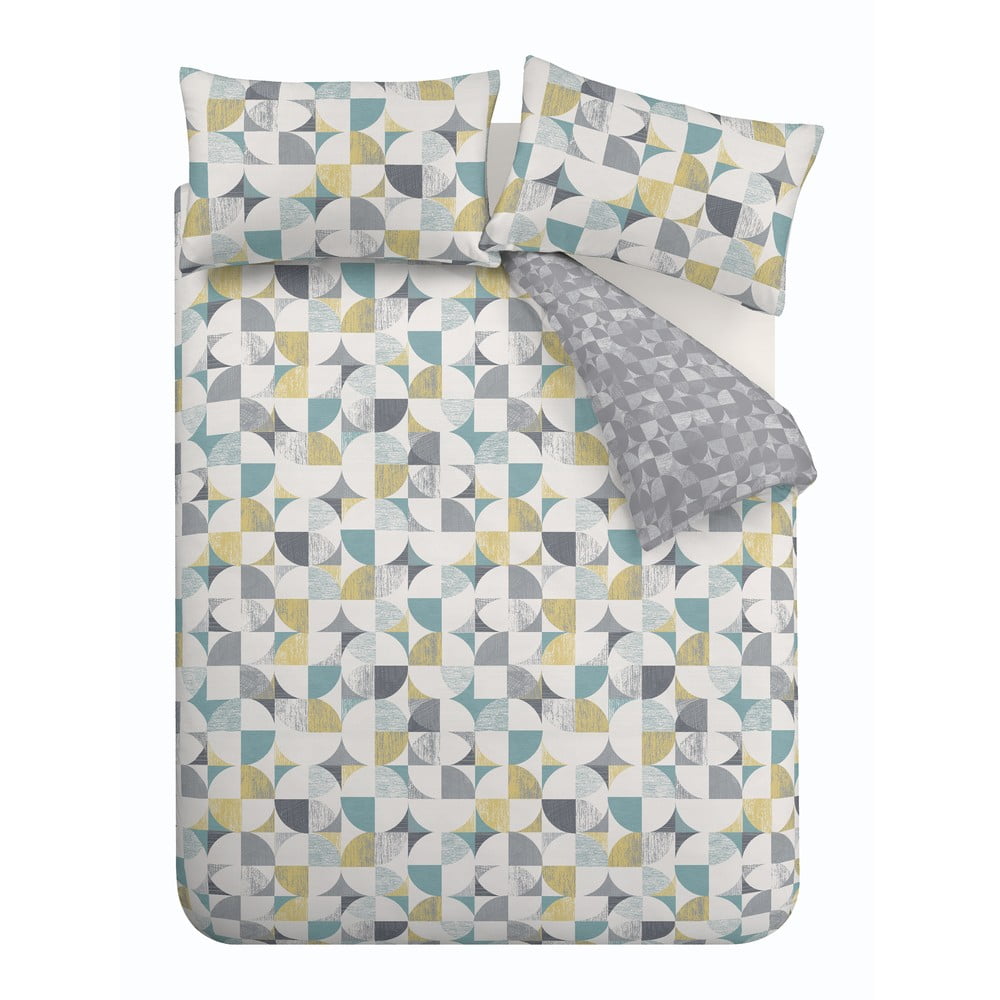 Szürke kétszemélyes-hosszabbított ágyneműhuzat 230x220 cm Retro Circles – Catherine Lansfield
