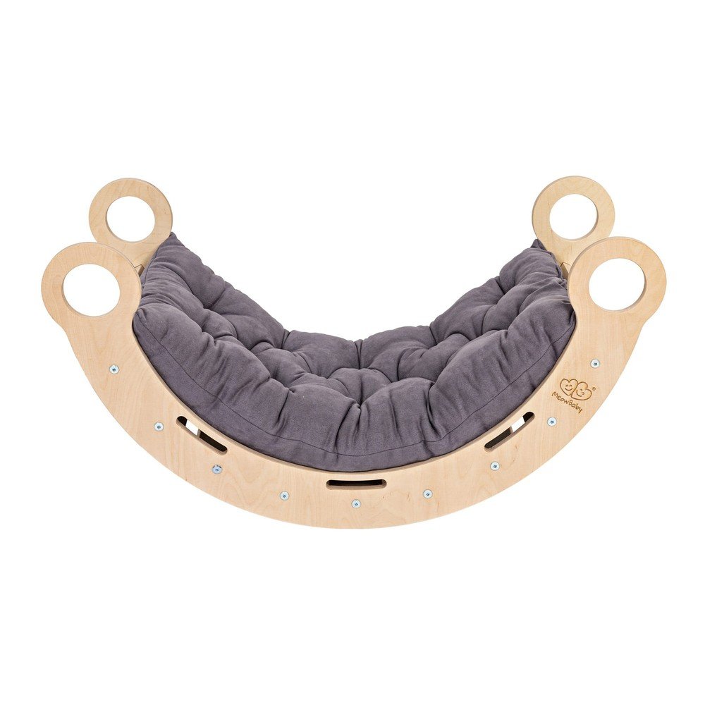 Szürke-natúr színű borovi fenyő hinta 39x75x38 cm Montessori – Meowbaby