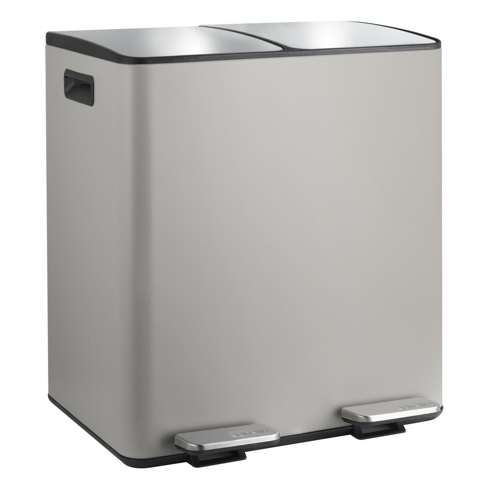 Szürkésbarna acél szelektív pedálos szemetes 2x20 l   Aliya – Spirella