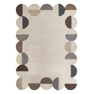 Szürkésbézs kézi szövésű gyapjú szőnyeg 160x230 cm Mia Scallop Frame – Flair Rugs