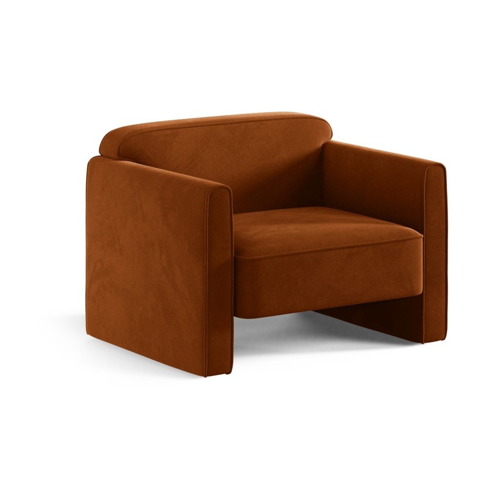 Terrakotta színű bársony fotel Abby – Micadoni