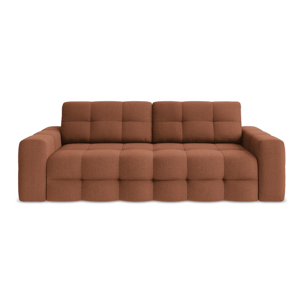 Terrakotta színű buklé kinyitható kanapé 255 cm Milu – Makamii