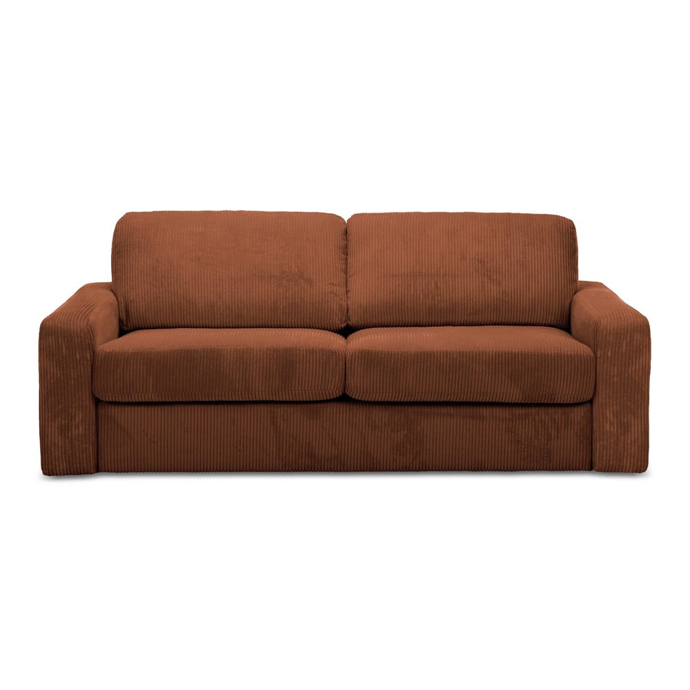 Terrakotta színű kordbársony kinyitható kanapé 195 cm Nona – Makamii