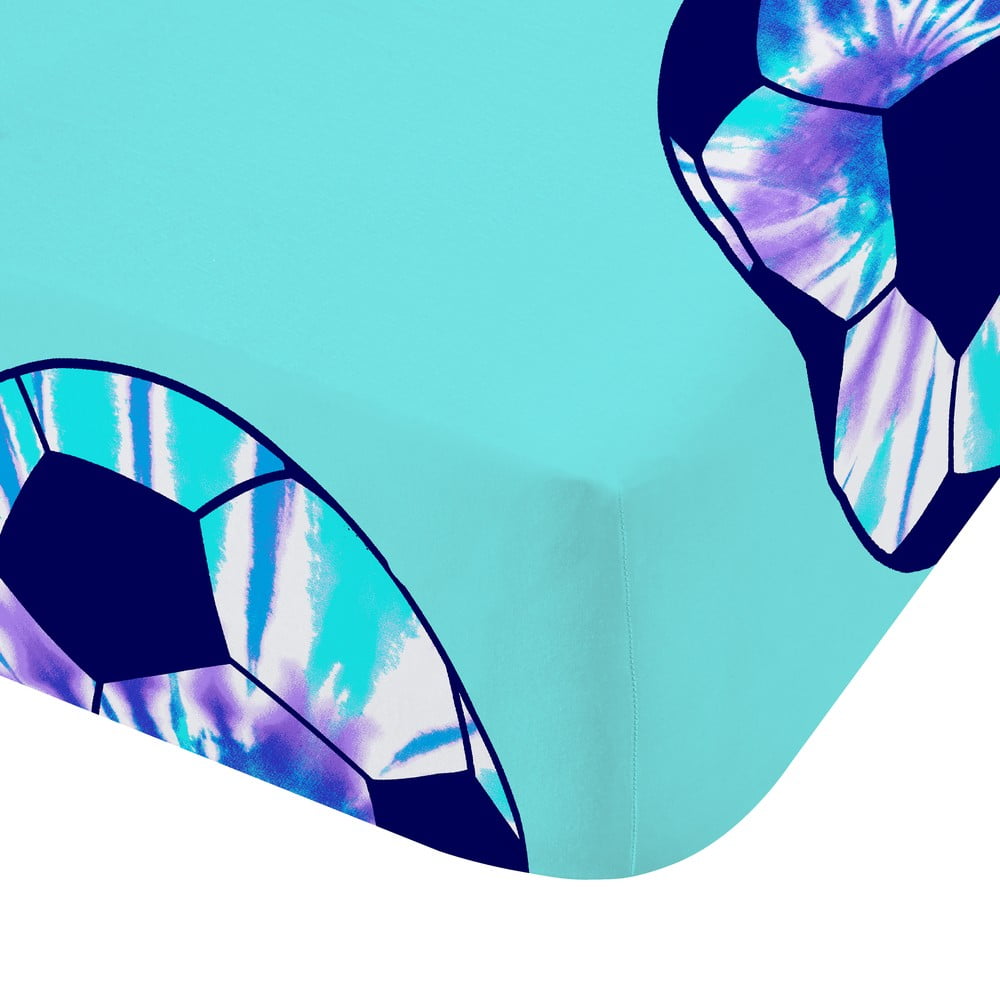 Türkiz gumis egyszemélyes gyerek lepedő 90x190 cm Tie Dye Football – Catherine Lansfield