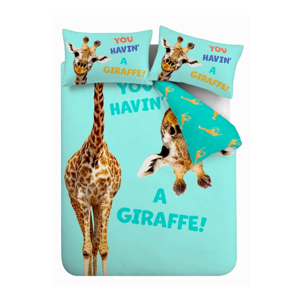 Türkiz kétszemélyes-hosszabbított gyerek ágyneműhuzat 230x220 cm Havin A Giraffe – Catherine Lansfield