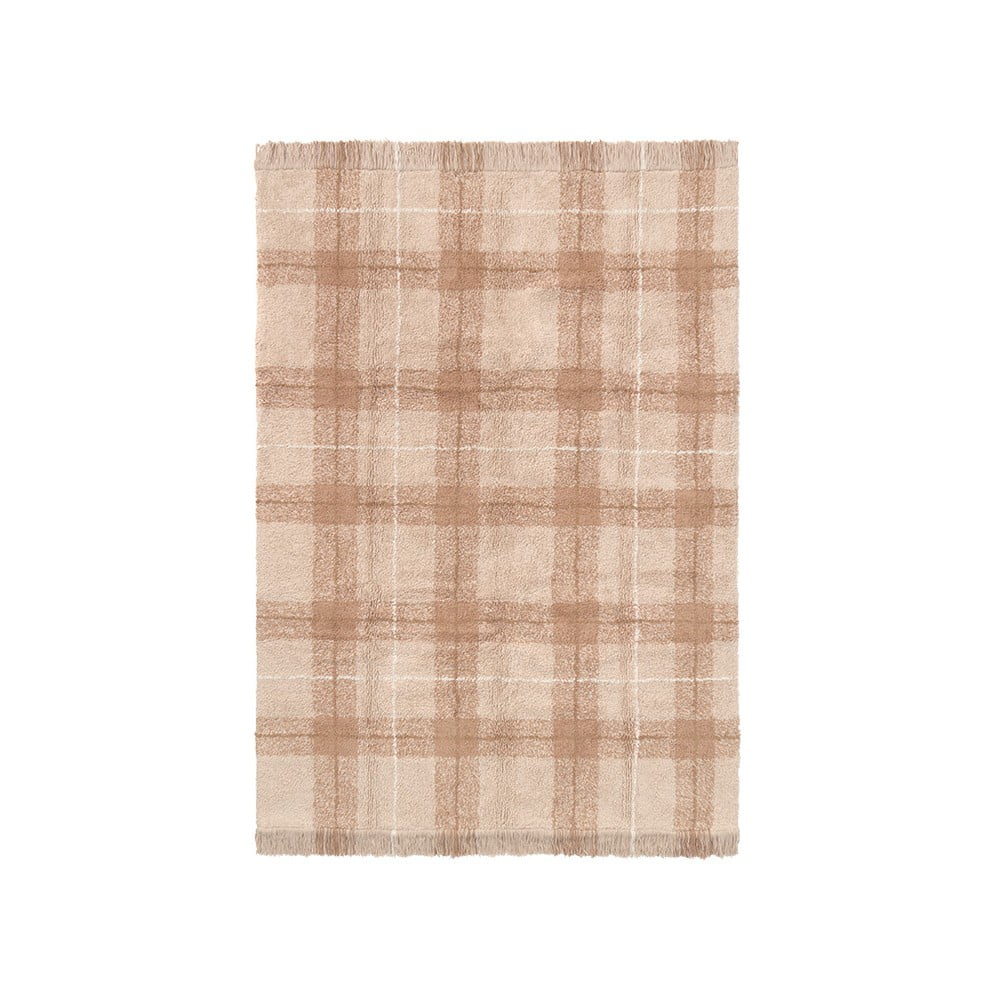 Világos rózsaszín mosható-kézi szövésű pamut szőnyeg 90x120 cm Tartan Rose – Lorena Canals