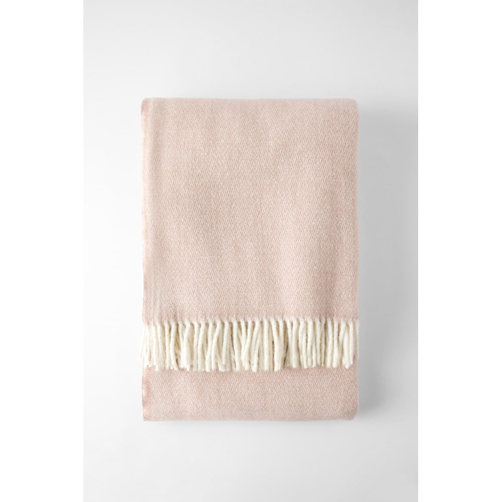 Világos rózsaszín pamutkeverék takaró 140x180 cm Espiga – Euromant