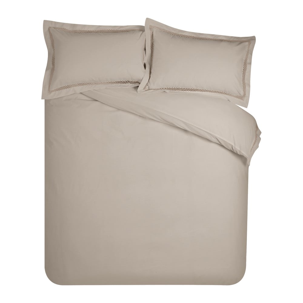 Világosbarna egyszemélyes ágyneműhuzat 135x200 cm Classic Lattice Lace – Catherine Lansfield