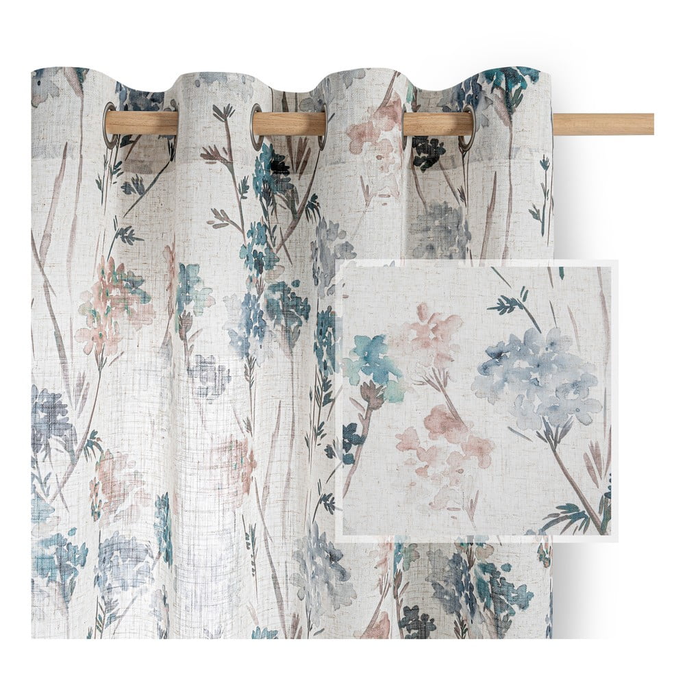 Világoskék-krémszínű függöny 135x250 cm Flosi – Restilo