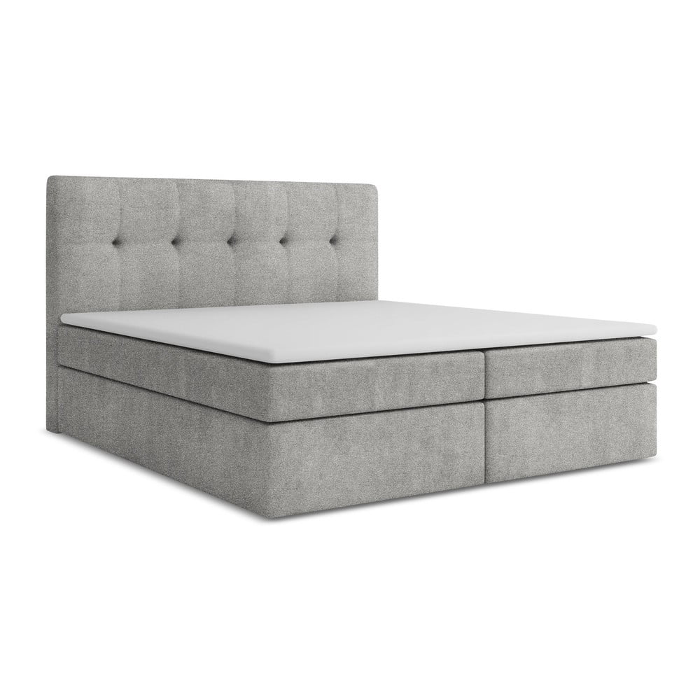 Világosszürke ágyneműtartós boxspring ágy 140x200 cm Palta – Makamii