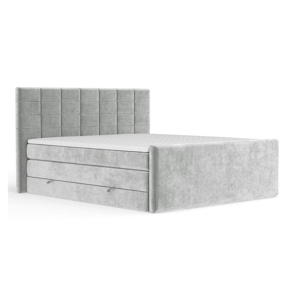 Világosszürke ágyneműtartós boxspring ágy 160x200 cm Ava – Maison de Rêve