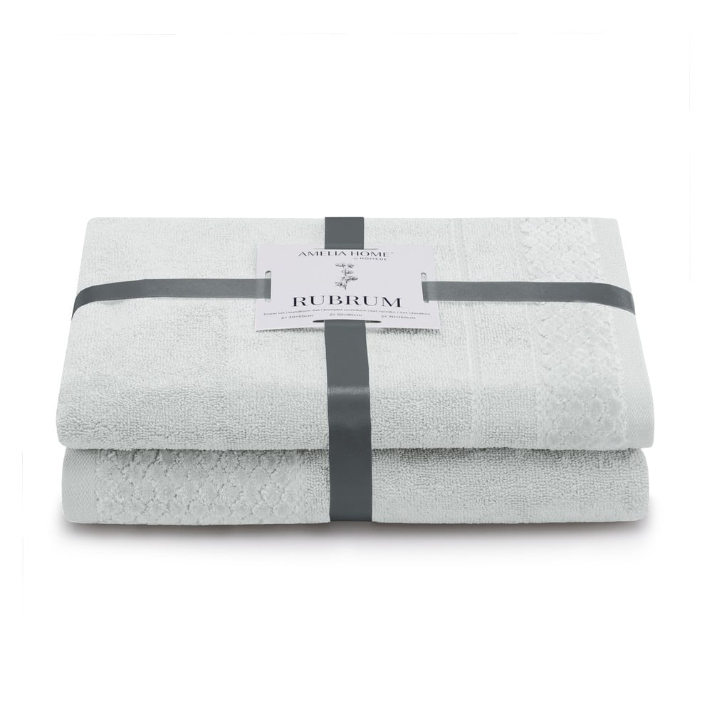 Világosszürke frottír pamut törölköző és fürdőlepedő készlet 2 db-os Rubrum – Restilo