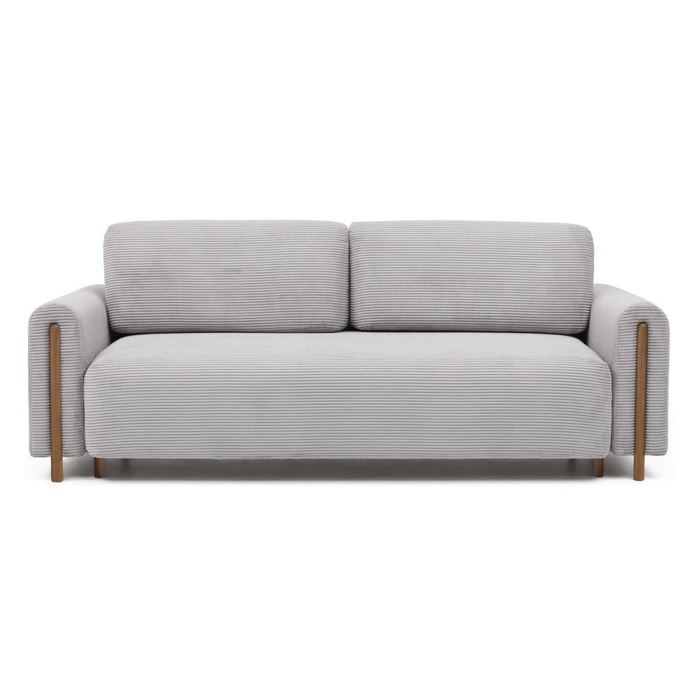 Világosszürke kordbársony kinyitható-tárolóhelyes kanapé 244 cm Arcadova – ELTAP