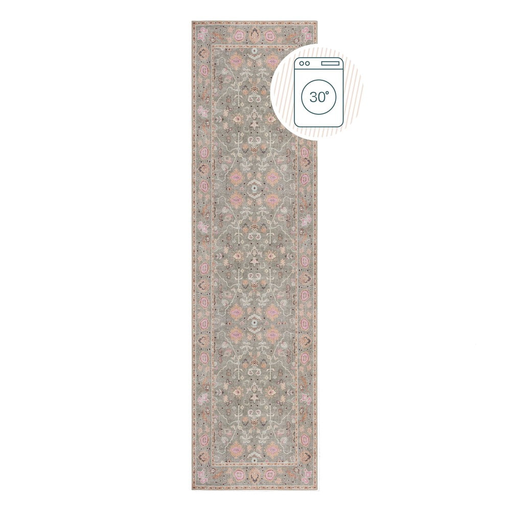 Világoszöld mosható futószőnyeg 60x230 cm Una Floral – Flair Rugs