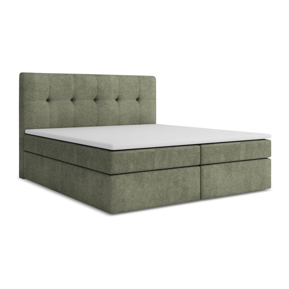 Zöld ágyneműtartós boxspring ágy 160x200 cm Palta – Makamii