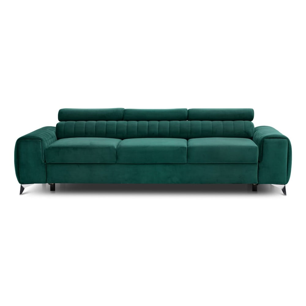 Zöld bársony kinyitható kanapé 261 cm Laurence – ELTAP