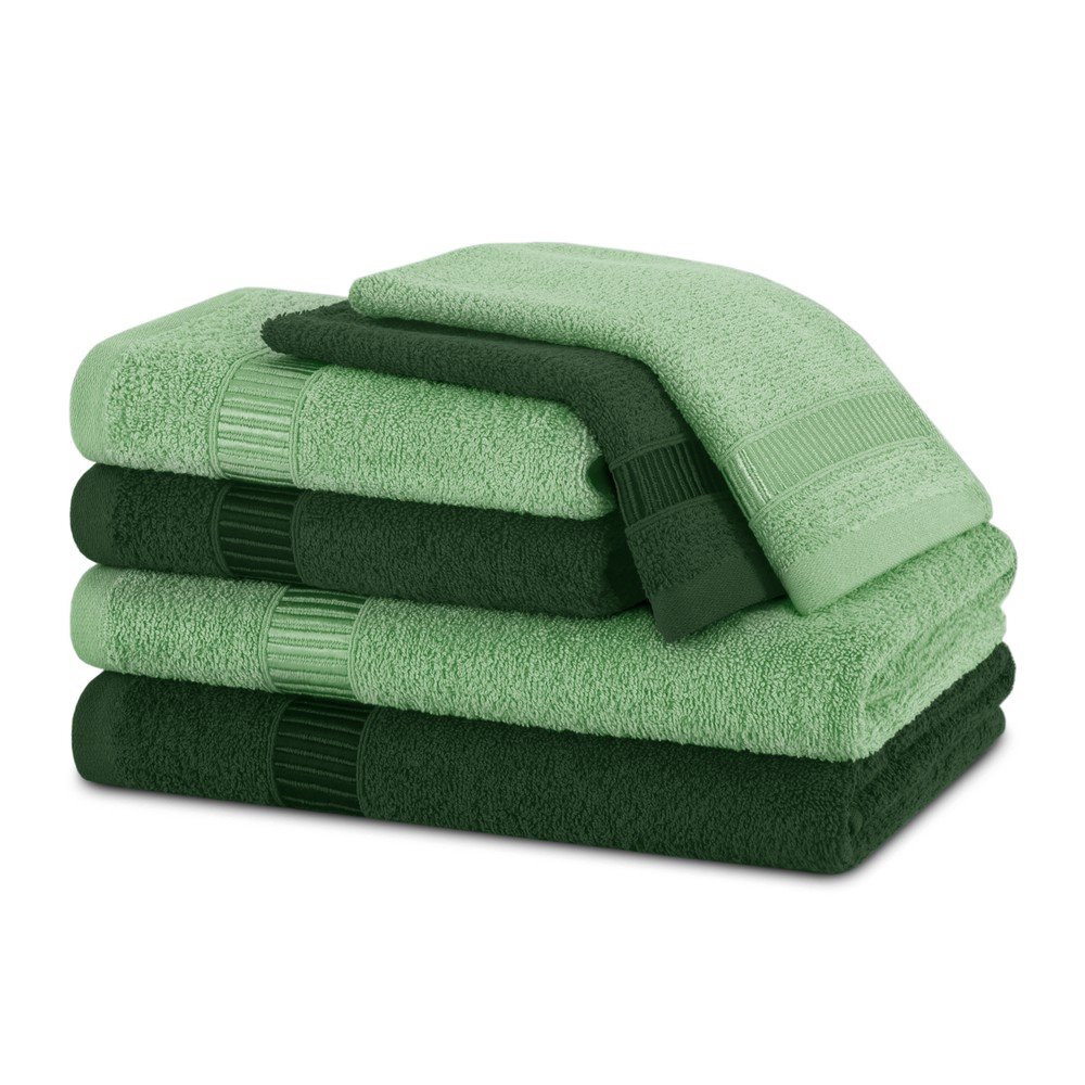 Zöld frottír pamut törölköző és fürdőlepedő készlet 6 db-os Avium – Restilo