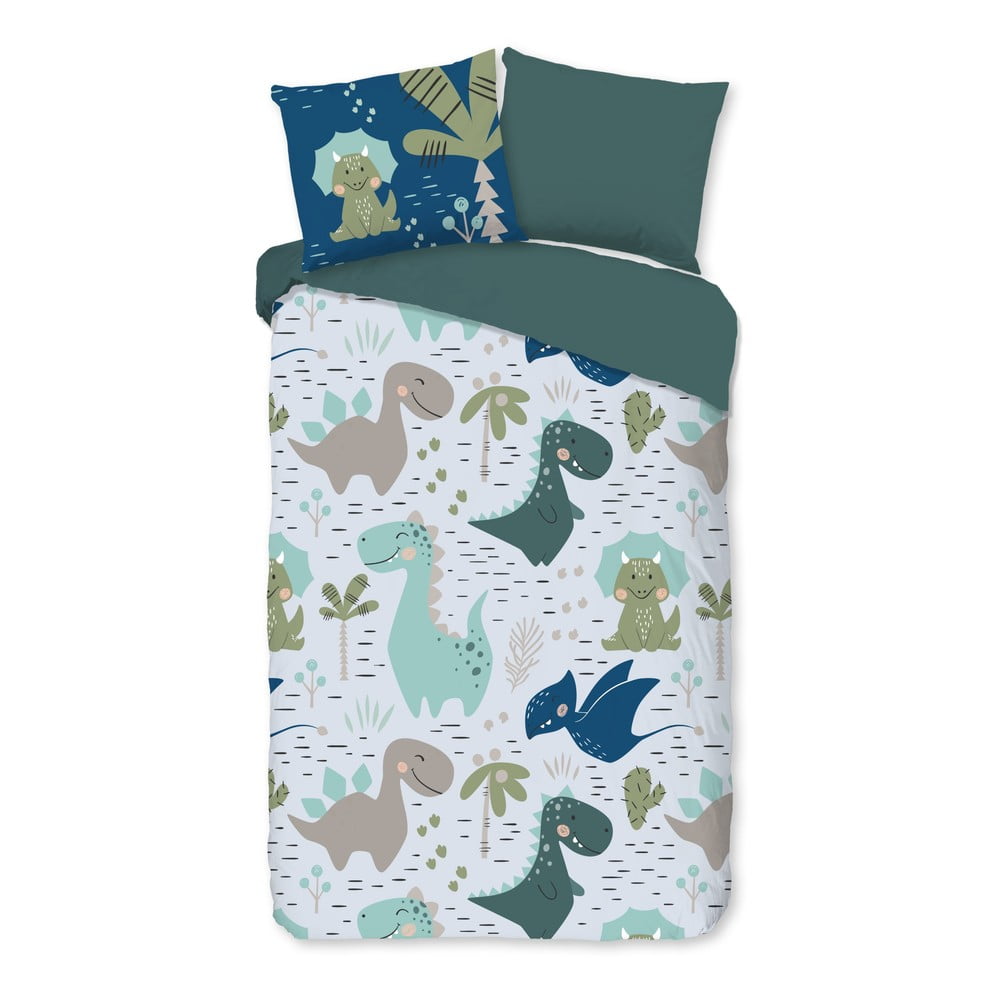 Zöld-kék egyszemélyes mikroszálas gyerek ágyneműhuzat 140x200 cm – Good Morning