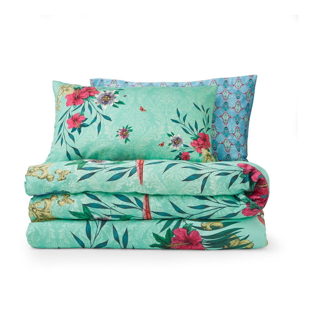 Zöld-kék kétszemélyes-hosszabbított pamut-szatén ágyneműhuzat 230x220 cm Paradise Parrot – Matthew Williamson