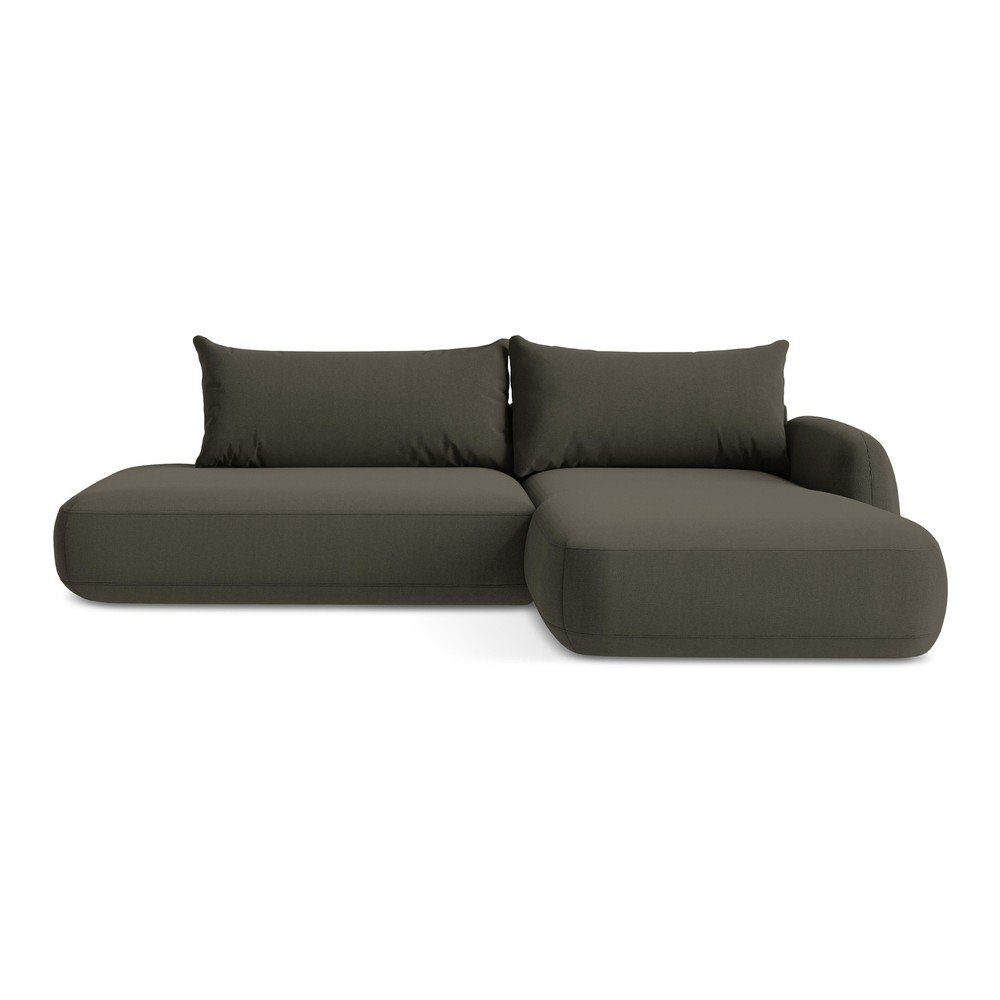 Barna kinyitható sarokkanapé (jobb oldali-heverő résszel) Hale – Makamii