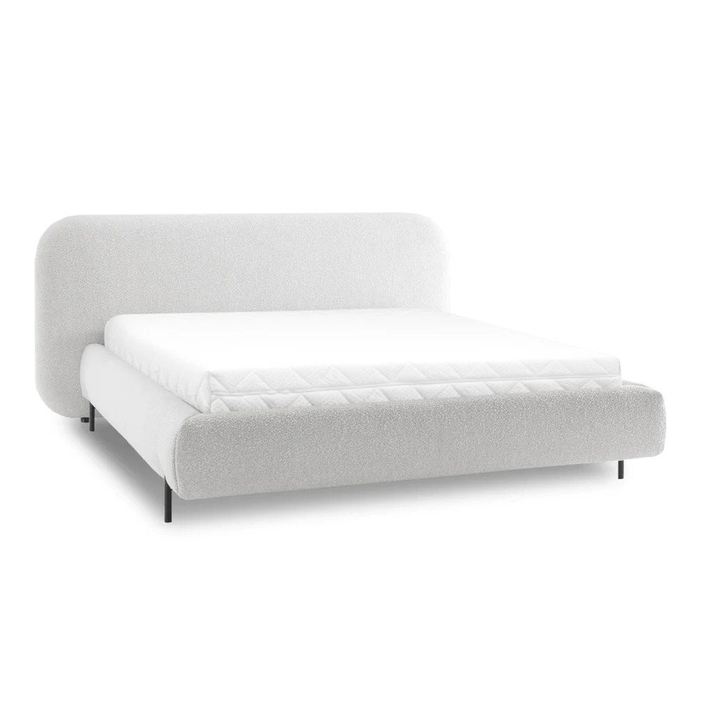 Bézs kárpitozott ágyneműtartós franciaágy ágyráccsal 160x200 cm Pointt – ELTAP