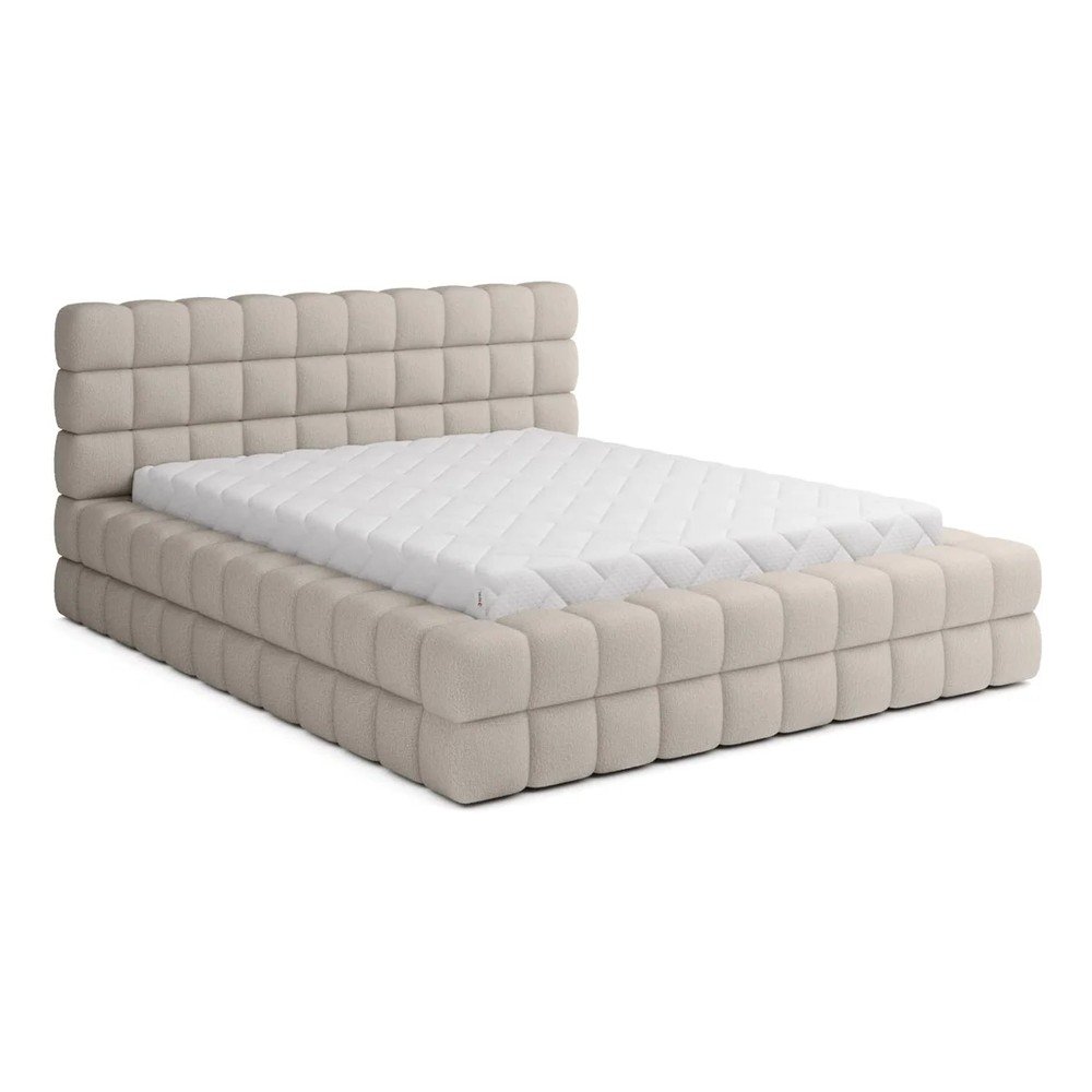 Bézs kárpitozott ágyneműtartós franciaágy ágyráccsal 180x200 cm Dizzle – ELTAP