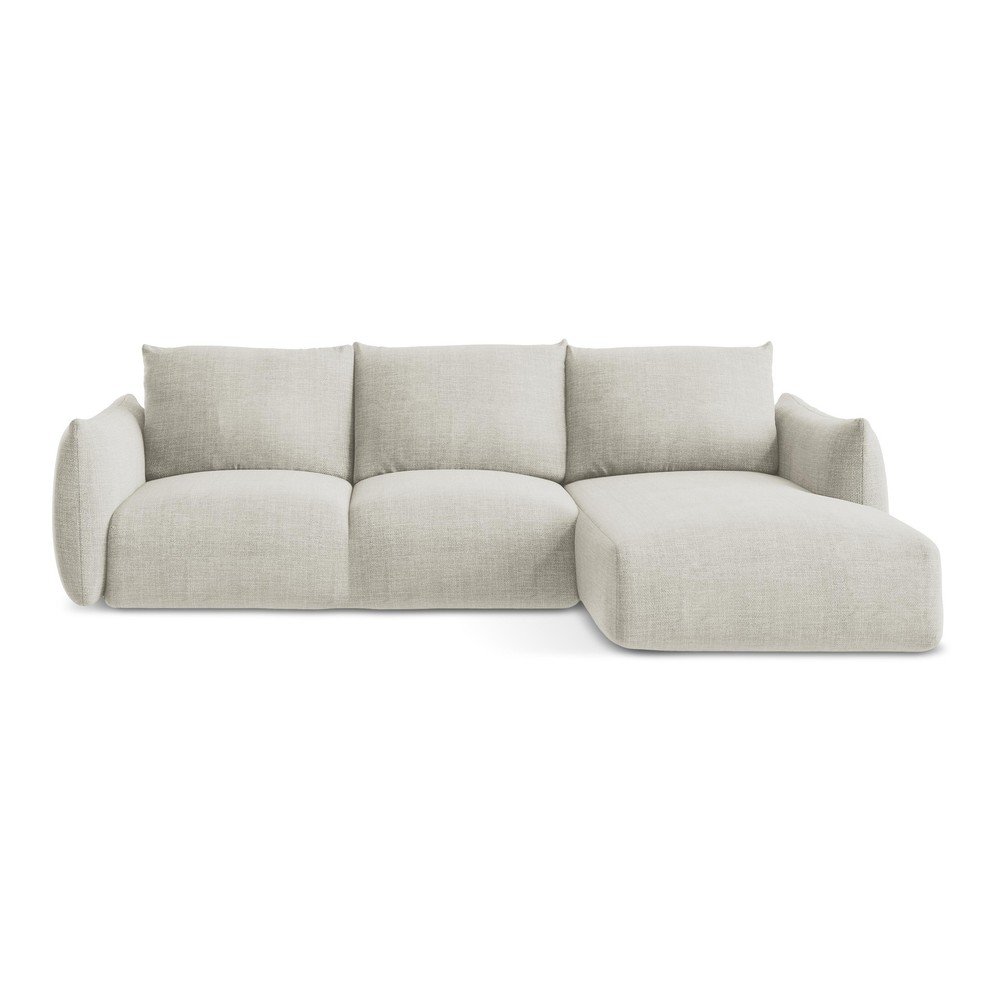 Bézs kinyitható sarokkanapé (jobb oldali-heverő résszel) Leila – Makamii