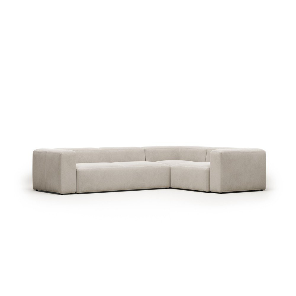 Bézs zsenília sarokkanapé Blok – Kave Home