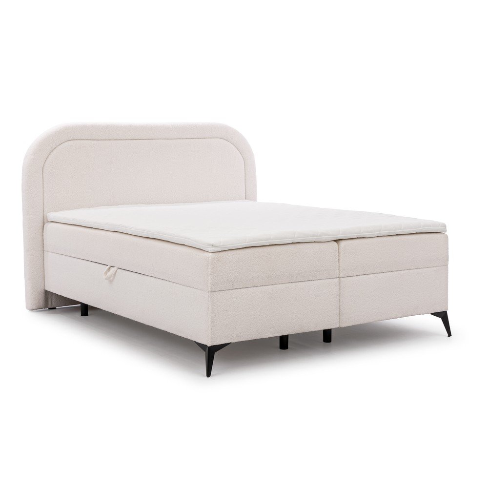 Fehér ágyneműtartós boxspring ágy 160x200 cm Ornes – Ropez
