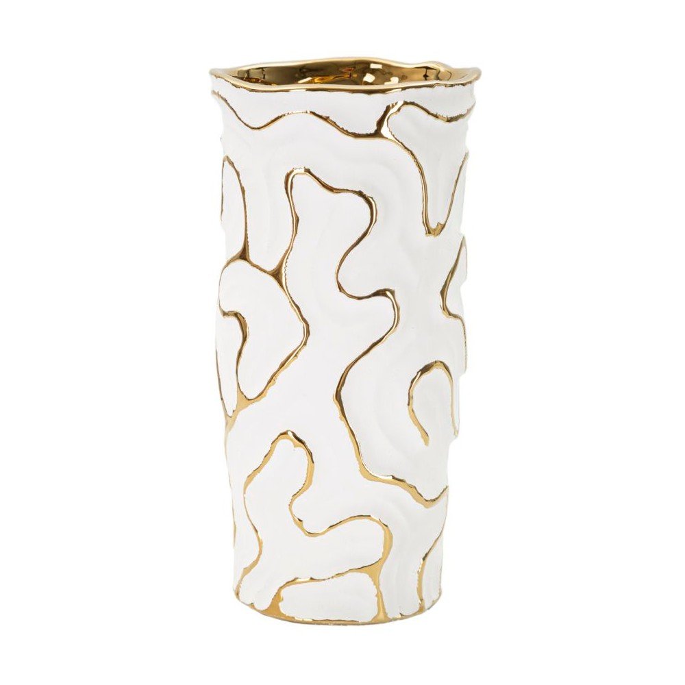 Fehér-aranyszínű kerámia váza (magasság 25 cm) Adore – Mauro Ferretti