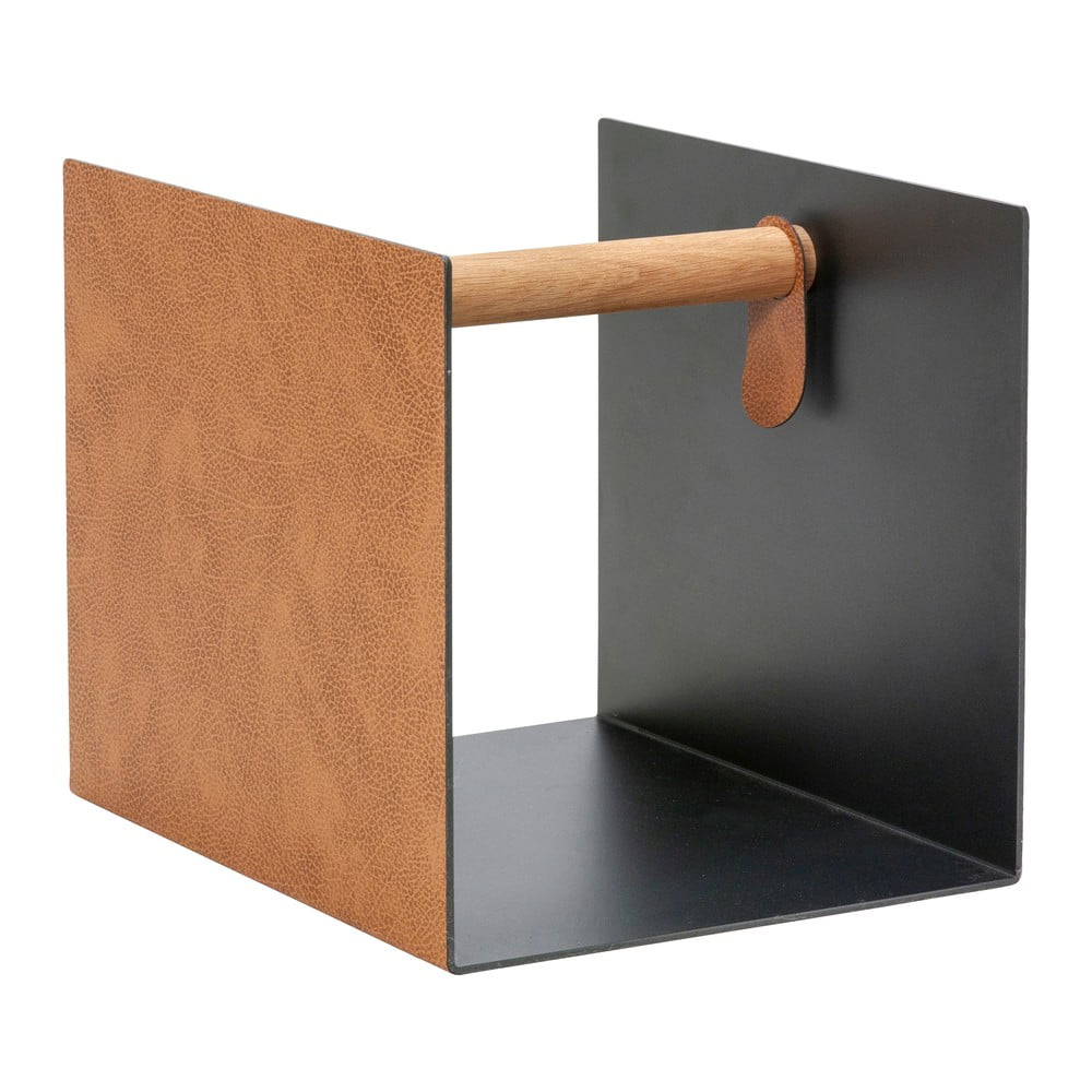 Fekete-natúr színű dekoratív fém-öko bőr tárolódoboz 32x38x31 cm Bull – LIND DNA