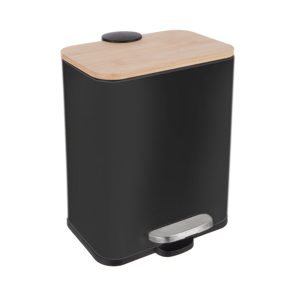 Fekete rozsdamentes acél pedálos szemetes 5 l Black – Orion