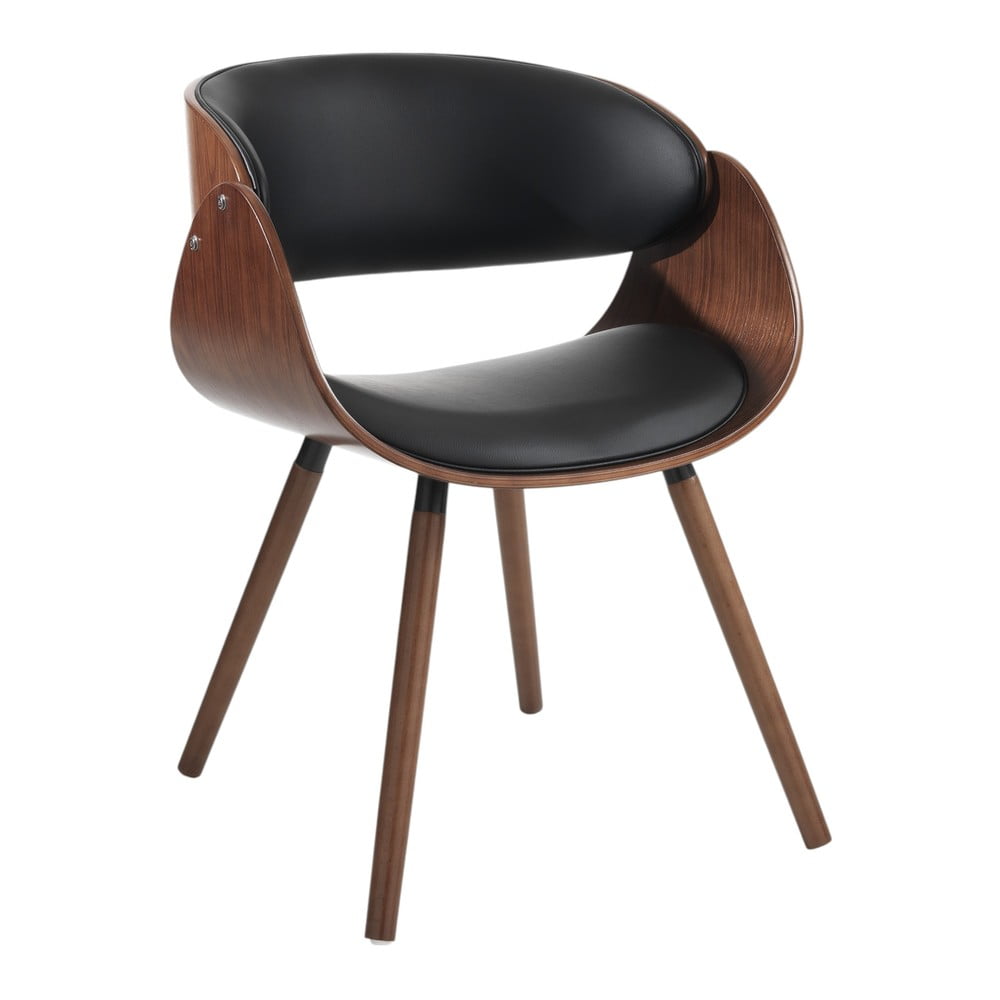 Fekete-sötétbarna kárpitozott karfás étkezőfotel Visby Evo – Tomasucci