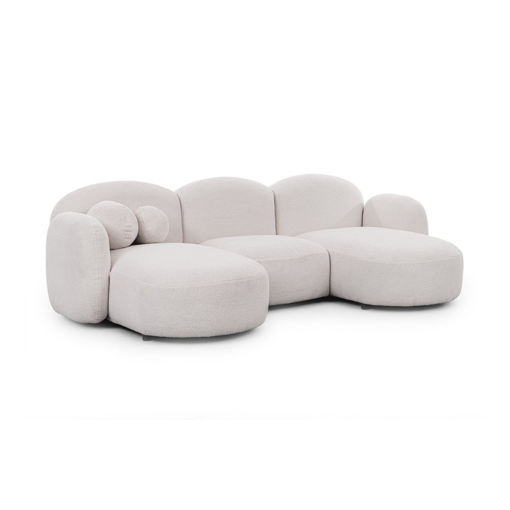 Krémszínű buklé sarokkanapé (U alakú)  Orbit – Ropez